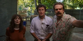 Joyce, Alexei, and Hopper at the front door.