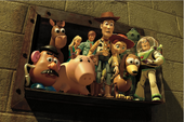 Slinky and his friends at the dumpster in Toy Story 3