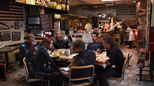 The team eating Shawarma.