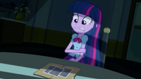 Twilight Sparkle being framed by Sunset Shimmer in Equestria Girls.