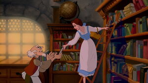 Belle deciding to borrow one of her favorite books.