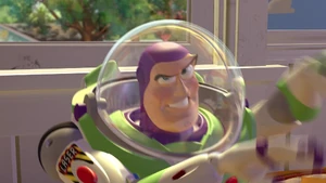 Buzz makes a karate movement