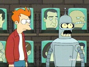 Bender with a fake mustache.