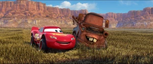 McQueen and Mater laughing.
