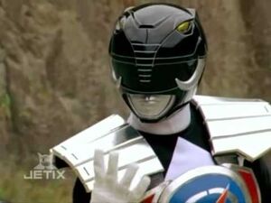 Adam Park as Black Mighty Morphin Power Ranger with Defender Vest in Once a Ranger.