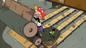 Nazz falls in the Mulcher from Conveyor belt