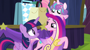 Twilight and Cadance smile at each other S8E19