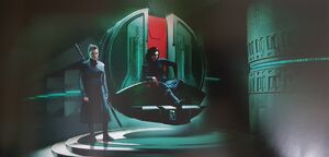 Concept art of dark Rey and Kylo in the throne room for The Rise of Skywalker.