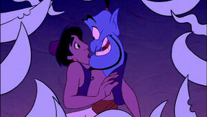 Aladdin face-to-face with Genie.