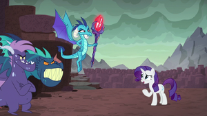 Rarity apologizing to the dragons S8E2
