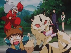 Inuyasha, Shippo, Kirara, Sango, Miroku and Kagome