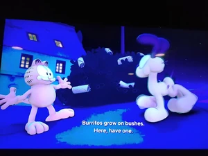 Garfield and Odie are outside