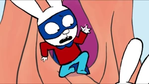 Super Rabbit with a thorn in his hand