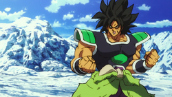 Broly noticing Goku getting back up