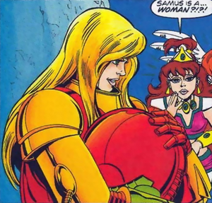 Metroid - Samus Aran as she appears in the Captain N Comics