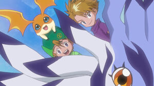 Patamon, T.K., Yamato and Garurumon