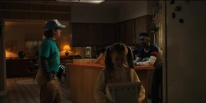 Later, Lucas hears Dustin say he can't get in touch with the older teens.