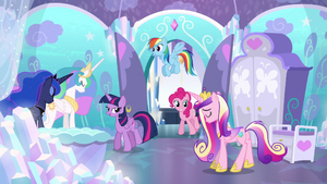 Celestia, Luna, and Cadance bow to Twilight S6E1