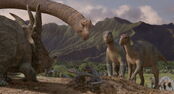 Aladar and the herd at the nesting grounds