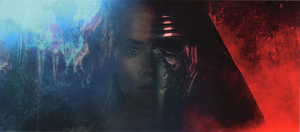 Concept art of Rey and Kylo Ren's reflection in the mirror cave.