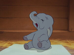 Dumbo about to sneeze.