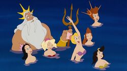 Later, Triton and his other daughters attend Ariel and Eric's wedding.