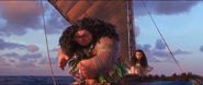 Maui ordering Moana to start prepping the boat.