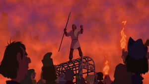 "Citizens of Paris! Frollo has persecuted our people! Ransacked our city! And now he has declared war on Notre Dame herself! WILL WE ALLOW IT?!!?