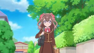 Yui going to the school.