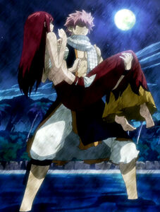 Erza saved by Natsu.