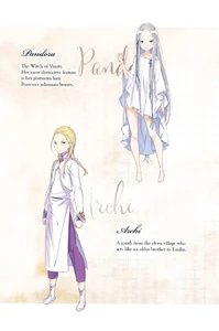 Character summaries of Archi and the Witch of Vanity Pandora in the fourteenth light novel.