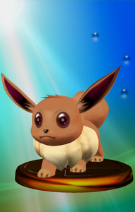 Eevee's trophy of Super Smash Bros. Melee.