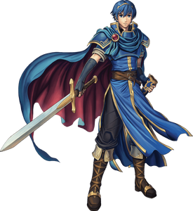 Marth's official artwork from Fire Emblem: New Mystery of the Emblem.