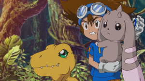 Taichi and Agumon with Lopmon