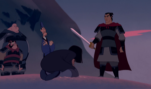 Shang being ordered by Chi-Fu to execute Mulan