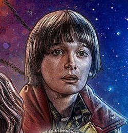 i'm a lonely planet now — [ID: digital art of Will Byers from Stranger