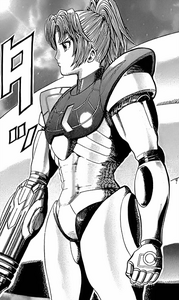 Samus Aran as she appears in the manga.