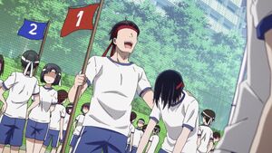 Yu & Kazeno earn victory in the three-legged race during the Sports Festival.