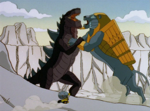 Godzilla vs Norzzug the living winged Lion Statue