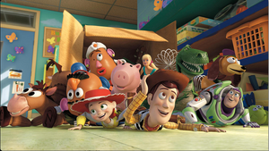 Buzz and his friends arrive at Sunnyside in Toy Story 3