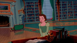 Belle about to open her eyes when Beast says she can open them.