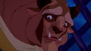 Upon telling Cogsworth he set Belle free, Beast says he did it because he loves Belle.