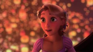 When Eugene takes her hand, Rapunzel realizes her strong, romantic feelings for him.
