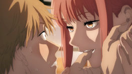 Makima biting Denji27s finger