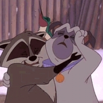 Meeko, Percy and Flit saying their goodbyes by crying and hugging.