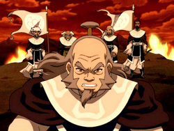 Iroh leading the White Lotuses to the liberation of Ba Sing Se.