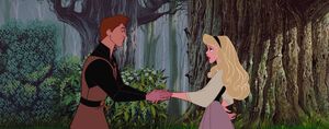 Aurora meeting Prince Phillip, unaware he's her betrothal.
