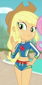 Applejack wearing her swimsuit.