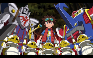 Mikey, Knightmon, PawnChessmons and Shoutmon X2