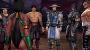 Jade-informing the warriors about Kitana's capture